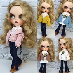 Blyth clothes Fashion sweater jacket denim flared pants Azone OB22 OB24 girl toy gift