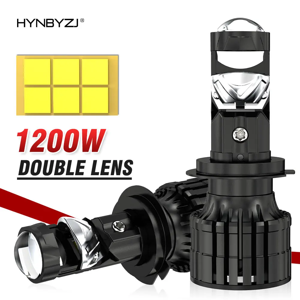 

HYNBYZJ H7 2x H7 светодиодные фары мини-объектив проектор автоматический ближний свет Canbus лампа для автомобиля 12 В 1200 Вт 1800000LM