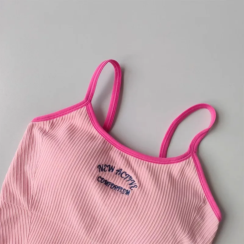 Atmungsaktiver Sport-BH für Damen, Fitness-Gym-Workout-Push-Up-Camisole, Yoga-Top mit Schriftzug, Pilates-Kleidung, Crop-Top, Yoga-BH – Detail 16