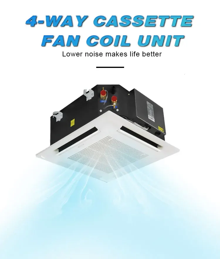 High-end water system central air conditioning terminal 4 way cassette fcu fan coil units for heating and cooling