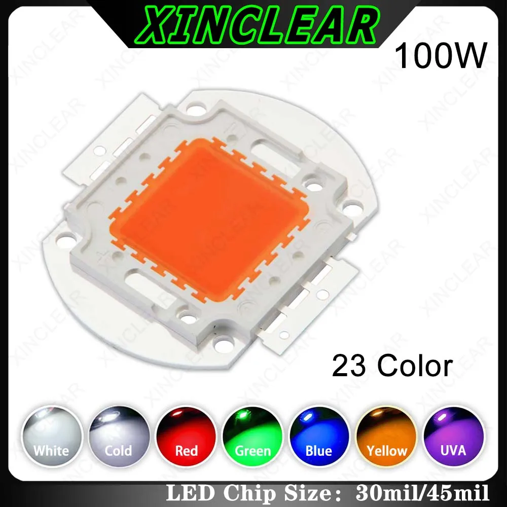 High Quality 100W LED Light Beads Warm Natural White Yellow Orange Green Blue RGB UVA Full Spectrum Deep Red Grow Chips For DIY