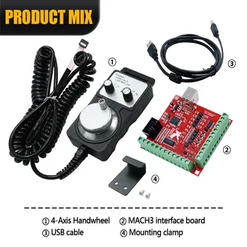 Volantino a sospensione MPG remoto a 4 assi HLTNC a 10 pin con scheda controller di movimento MACH3 USB rossa per fresatrice per incisione CNC 8 best sales volantino mpg - №6