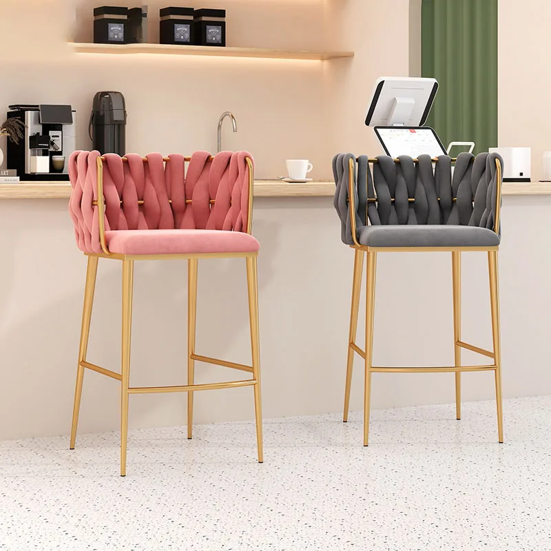 

Modern Counter Bar Stool Nordic Office Reproduction Designer Reception High Metal Chair Minimalist Bar Furniture