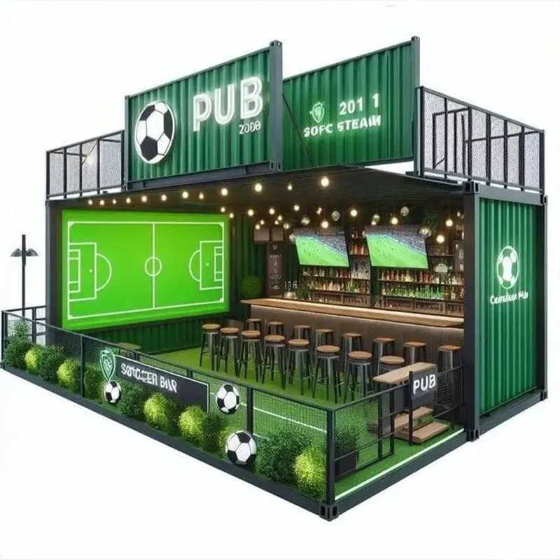 2025 New Design Sports Themed Steel Shipping Container Modified for Outdoor Fan Zone Soccer Bar Football Container Clubs
