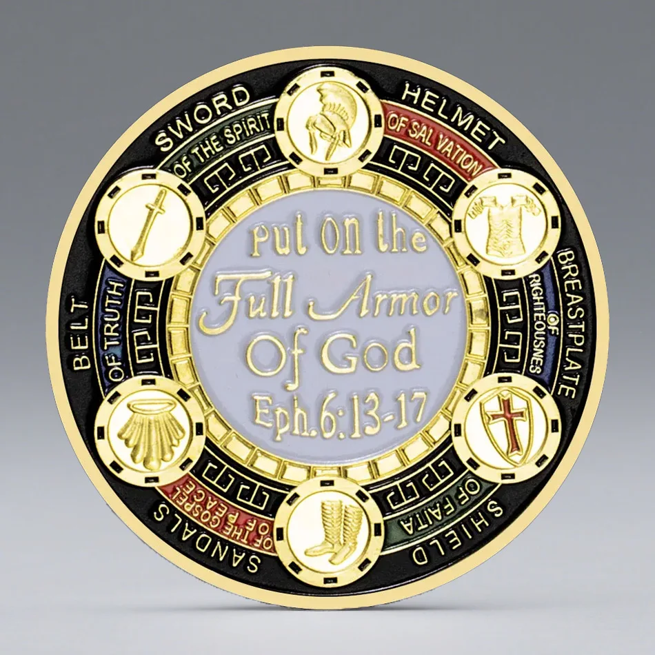 Put on The Full Armor of God Souvenir Coin Pray Always Gold Plated Commemorative Coin