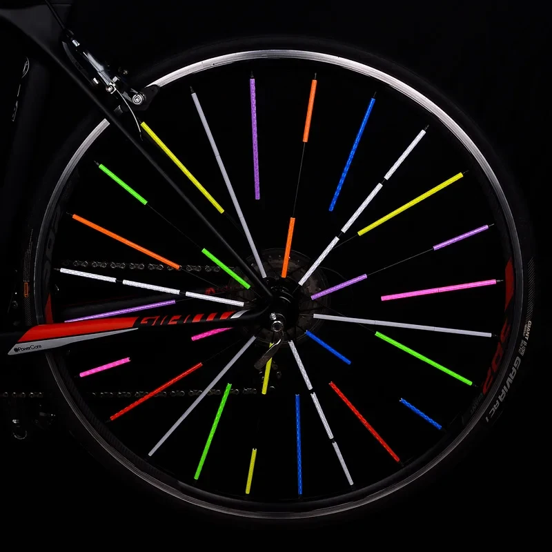 12Pcs Bicycle Wheel Spokes Reflective Sticker Colorful Tube Warning Safety Light DIY Cycling Reflector Reflective Safety Kit