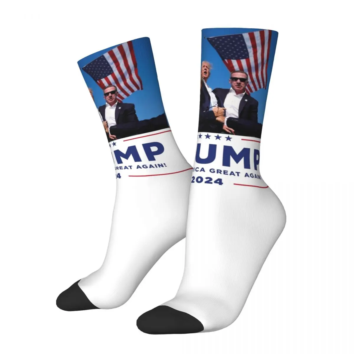 

2024 Trump Shooting Outfits Men Women Socks Compression Donald Trump Shot Skateboard Crew Socks Soft Best Gifts