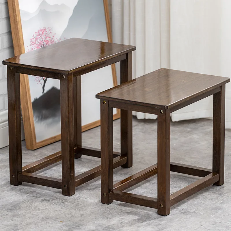 

Nanzhu solid wood square stool low stool new Chinese tea cart tea table special stool tea room retro small tea stool