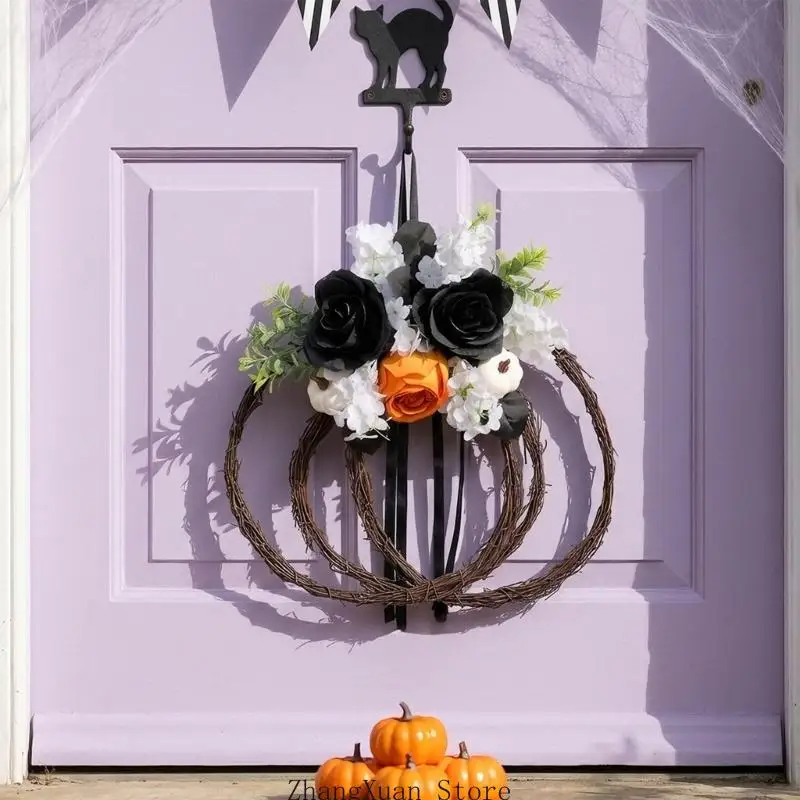 Halloween-Kranz-Akzent für den Innenbereich mit Kunstblumen-Eintrittsdisplay 3XUF – Detail 3