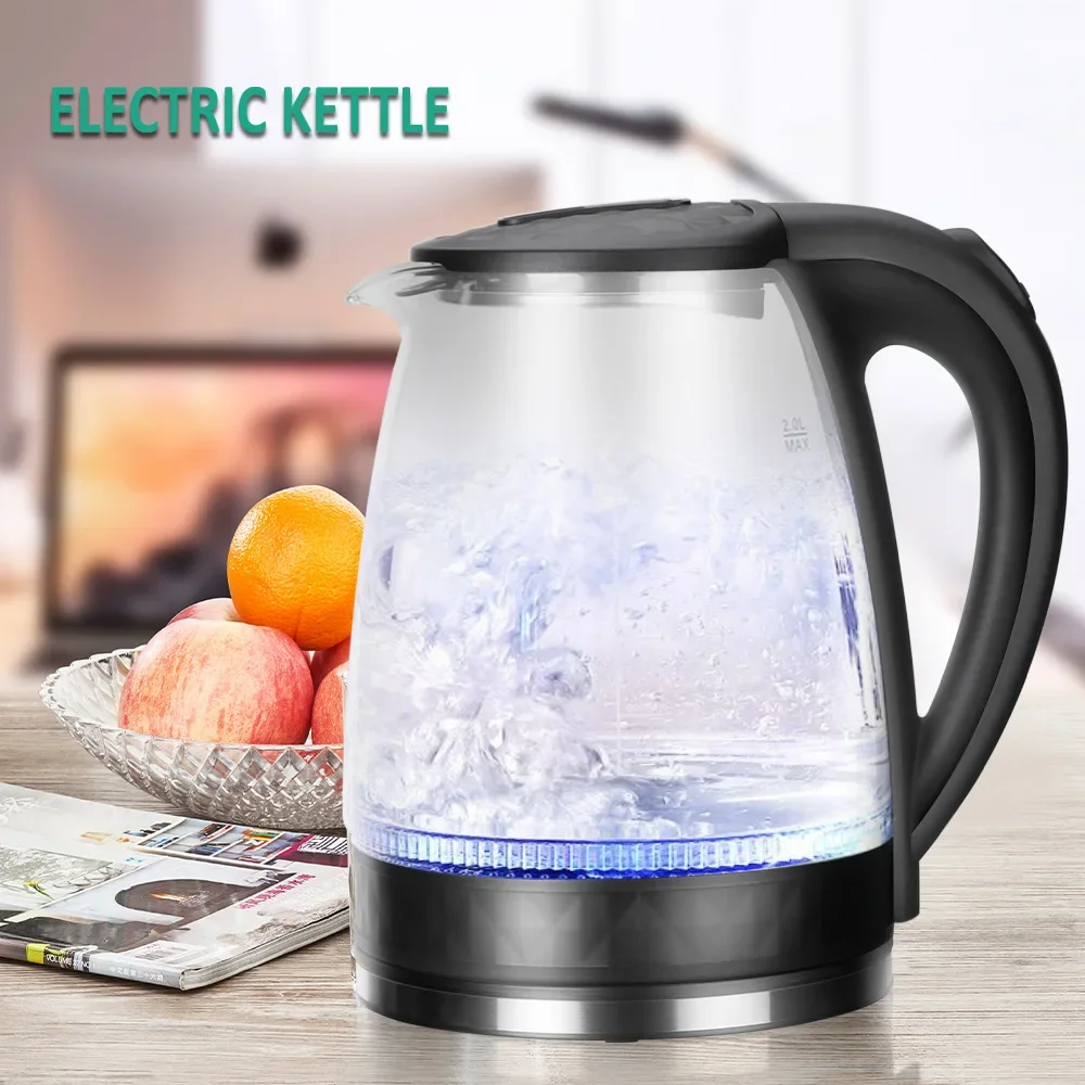 2L  Glass Kettle With 2000W Kitchen Appliances Keep Warm   Boiling Tea Pot 110-220V