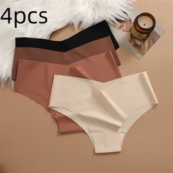 Traceless Ice Silk Underwear Women's Low Waist US Size Triangle Pants Pure Cotton Crotch Breathable Quick Drying Sexy Triangle U