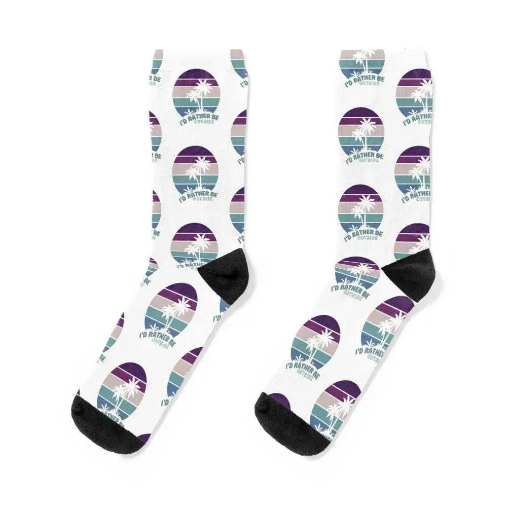 I'd Rather Be Outside - Vintage Hawaii Sunset - BEACH LOVE - Sunset Chaser Socks Lots christmas gifts Socks Girl Men's