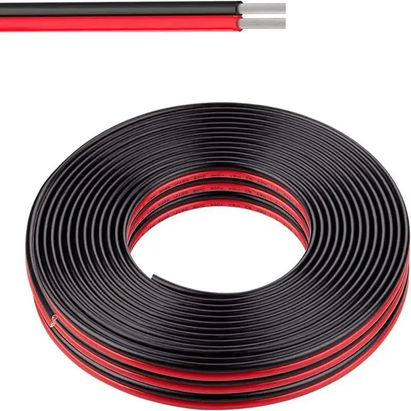 5/10m Red Black Hookup Wire 2 Pin Automotive Flat Cable 16/18/20/22/24/26/28 AWG Extension Wires Doorbell LED Ribbon Lamp Light