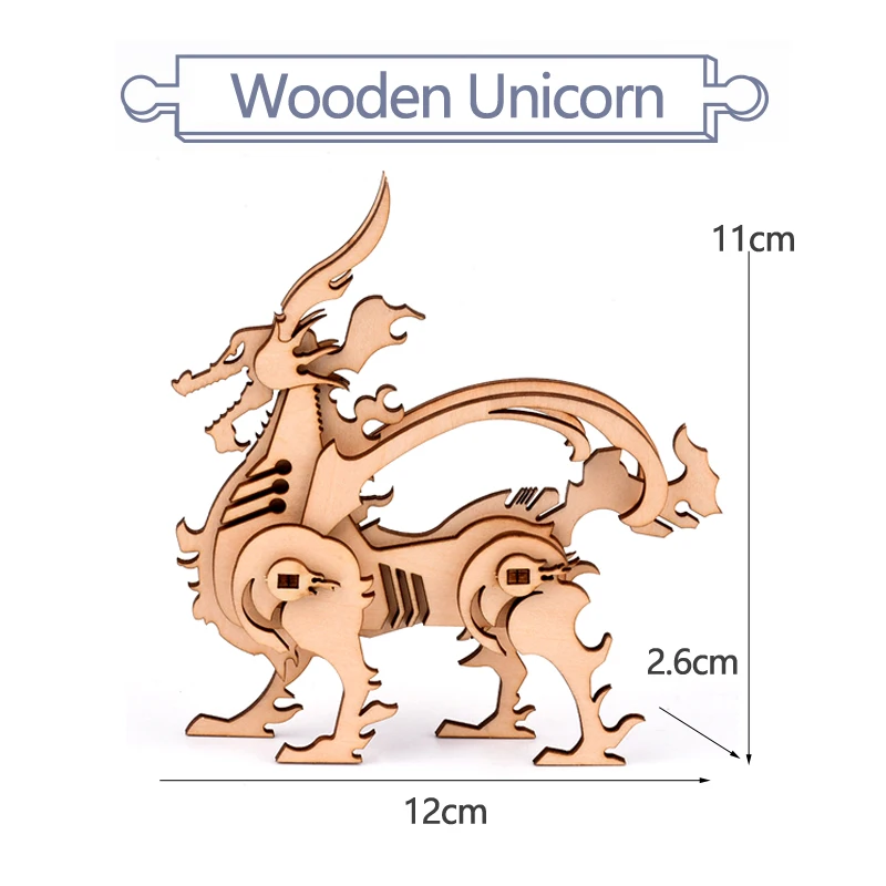 Wooden Animal Stereo Puzzle Children's Educational Toy Deer Fox Tiger Assembled Model Decoration Piece Gift For Kid P283