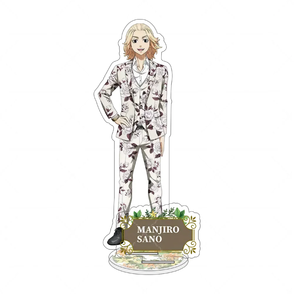 Tokyo Revengers 15CM Floral Pattern Suit Acrylic Stand Keychain Mikey Draken Baji Mitsuya Anime Desktop Decor Collectible Gift