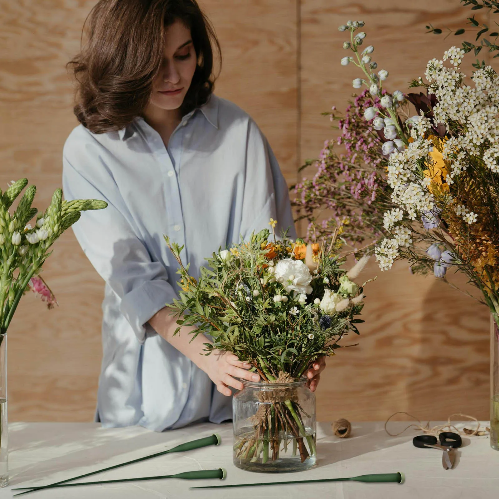 25pcs Flower Stem Tubes Plastic Floral Water Tubes 30Cm Extendable Vials For Fresh Flowers Bouquet Supplies Florist Flower