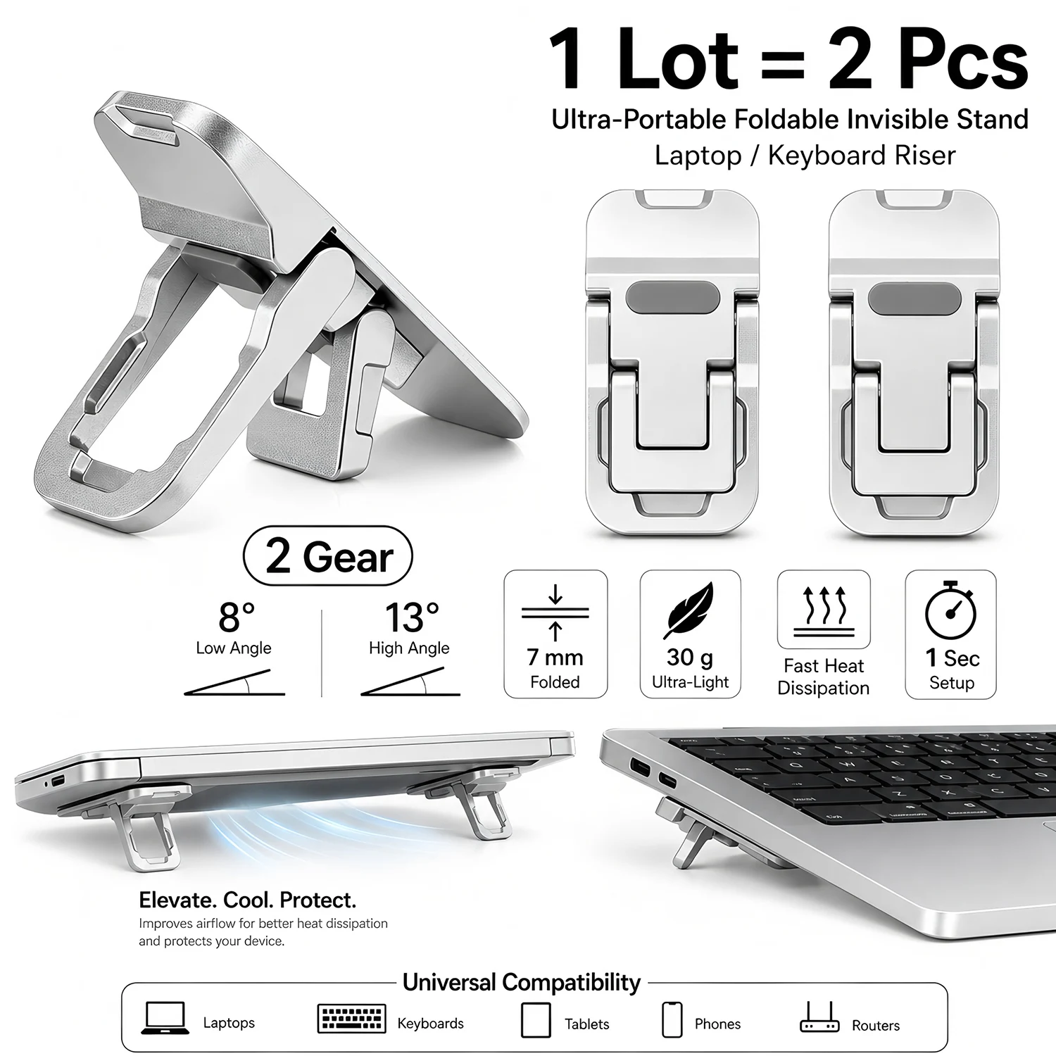 1 Pair Adjustable Laptops Stand For Computer Keyboard Holder Mini Legs Laptop Stand For Macbook Huawei Xiaomi Notebook Bracket