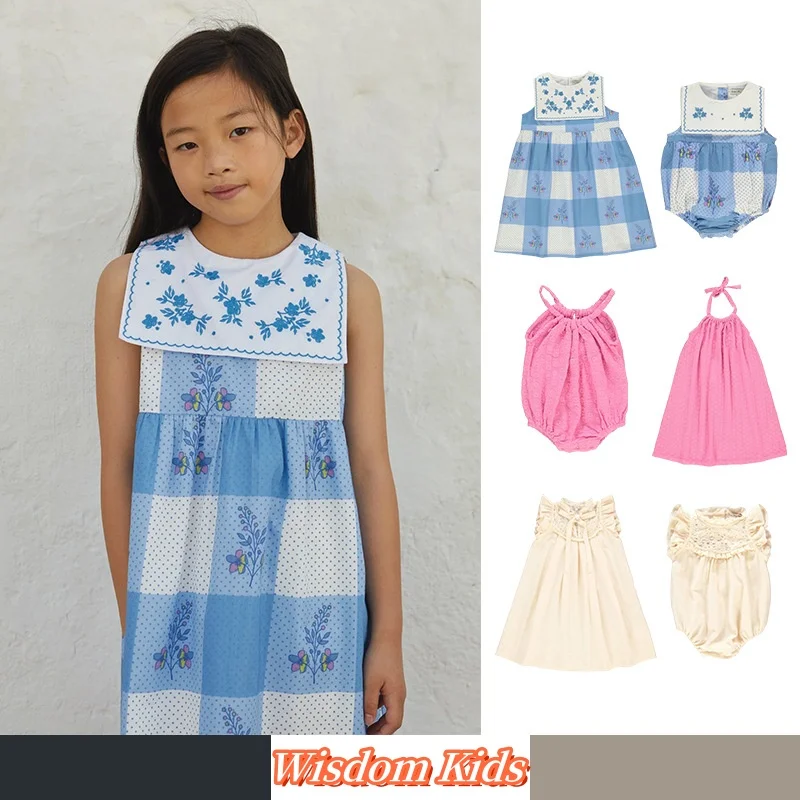 Pre-sale 2025 BEBE Spring/Summer New  Girls' Vacation Series Cotton Thin Dress for Infants and Baby Sleeveless Crawler