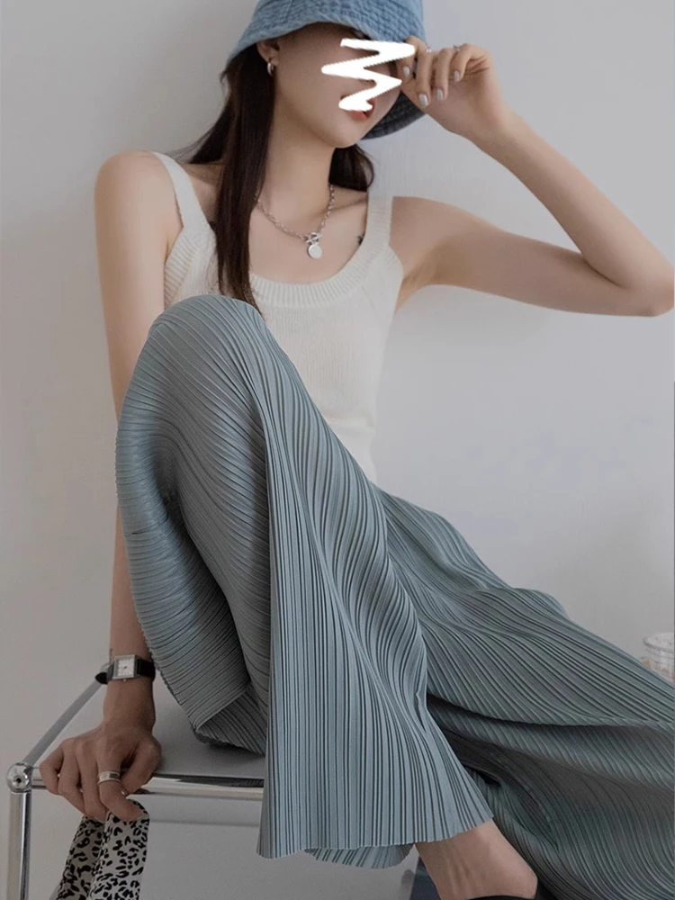 

Comfortable High Waist Loose Wide Leg Casual Pants Women's Folded New Style Autumn New Arrival Fashionable Straight Leg Trousers