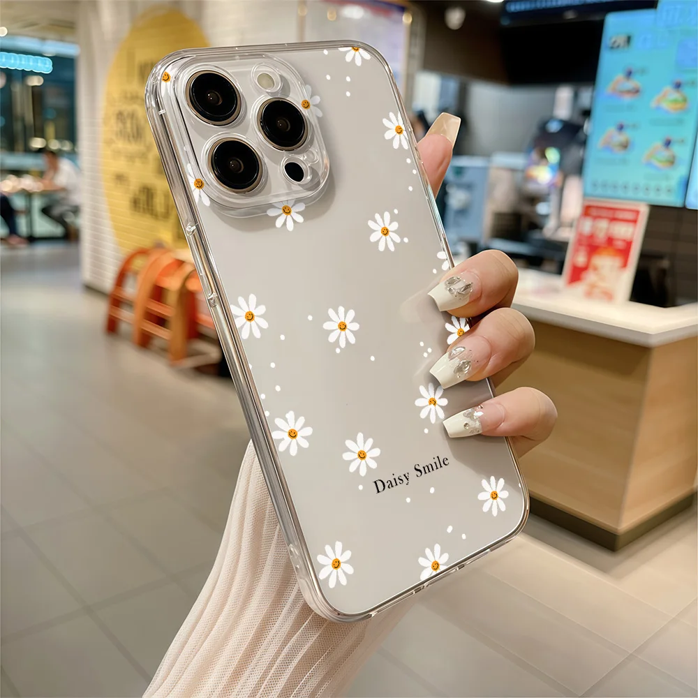 Daisy Smile Print Soft TPU Phone Case for iPhone 17 16 15 14 13 12 11 Pro Xs Max Air 16e 7 8 6s 6 Plus Mini X XR Clear Cover