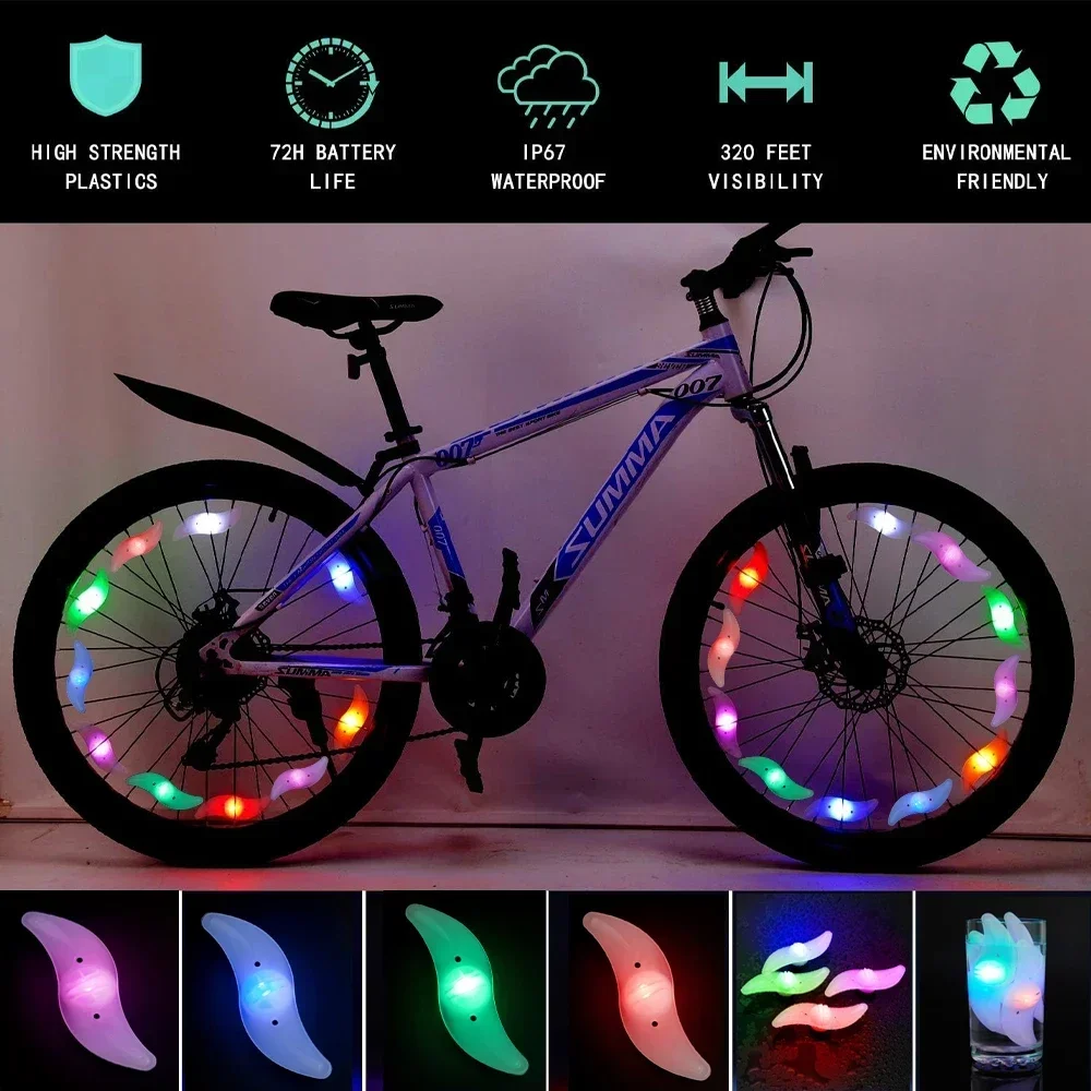KDULIT LED Neon Bicycle Wheel Spoke Light with 3 Lighting Mode Color Bike Safety Warning Light Cycling Lamp Bicycle Accessories