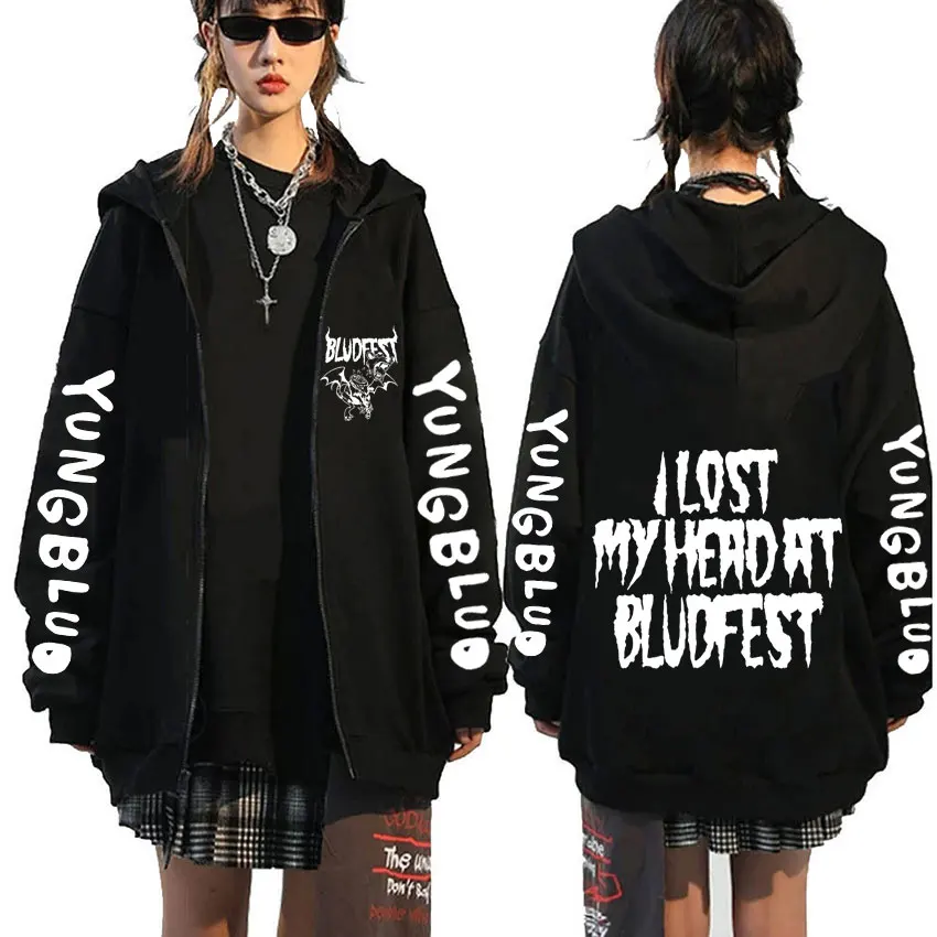 

Yungblud Bludfest Zipper Hoodie Men Women Clothing Fashion Rock Zip Up Jacket Male Vintage Hip Hop Oversized Hoodies Streetwear