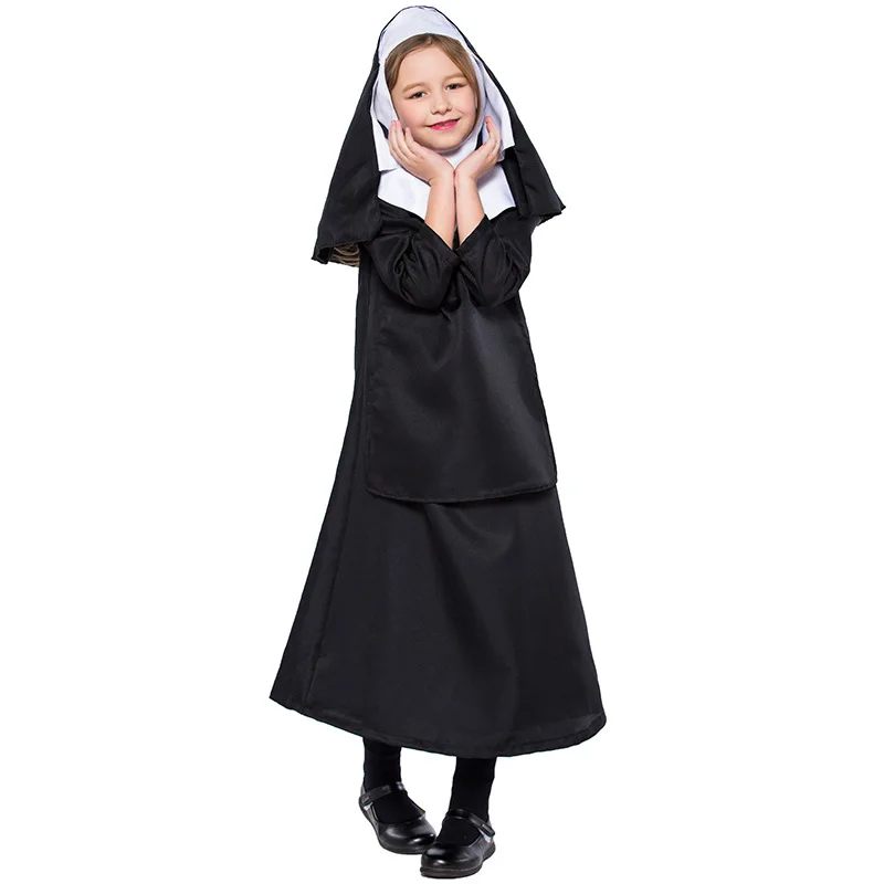 

Girls Halloween Nun Costume Cosplay Kids Children Carnival Fantasia Nun Role Cosplay Fancy Dress Up Uniform