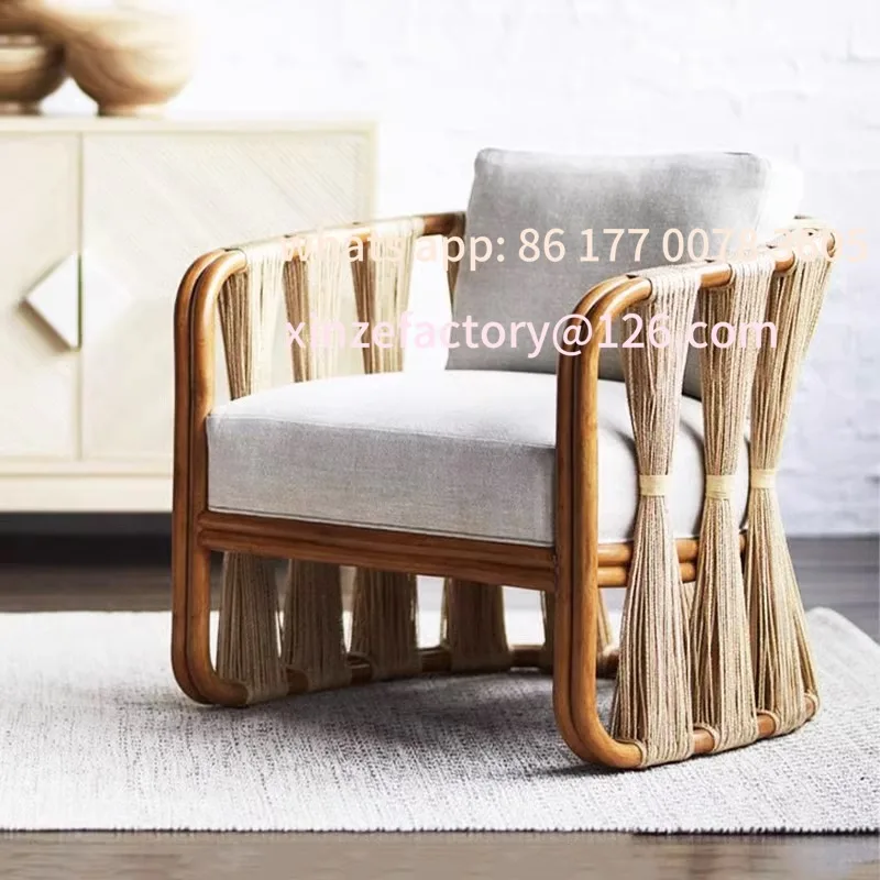 Customizable single person rattan chair, villa model room sofa chairOutdoor sofa, homestay, garden balcony