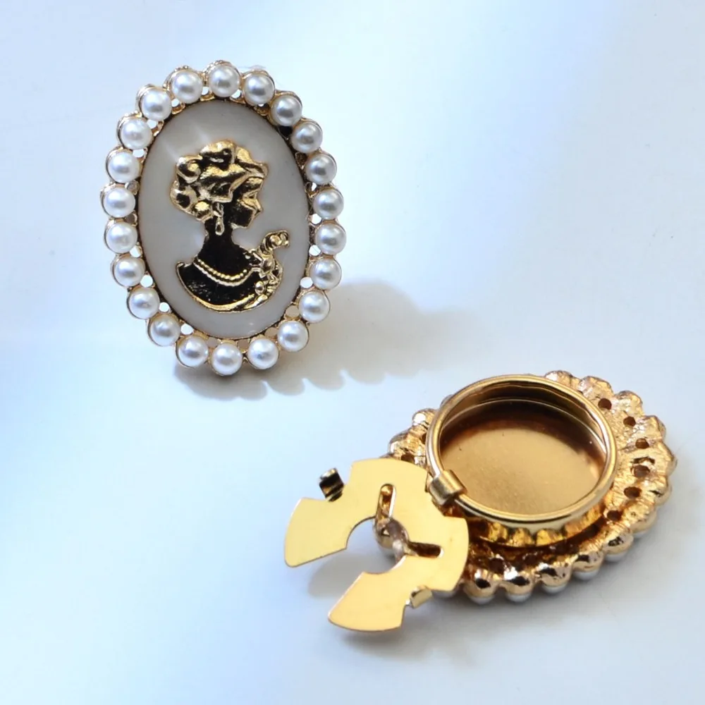 2PCS Luxulry Perle Schönheit Kopf Manschettenknöpfe für Frauen Hemd Tasten Hülse Vintage Elegante Schmuck Zubehör – Detail 4