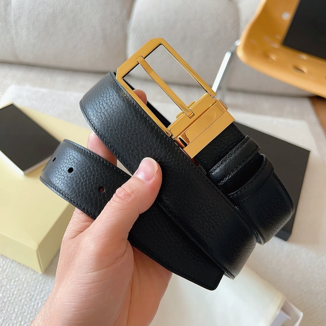 Luxury Men's Reversible Pebble Grain Leather Belt Rotatable Metal Pin Buckle Casual Business Formal Waist Strap Dual‑Sided 35mm