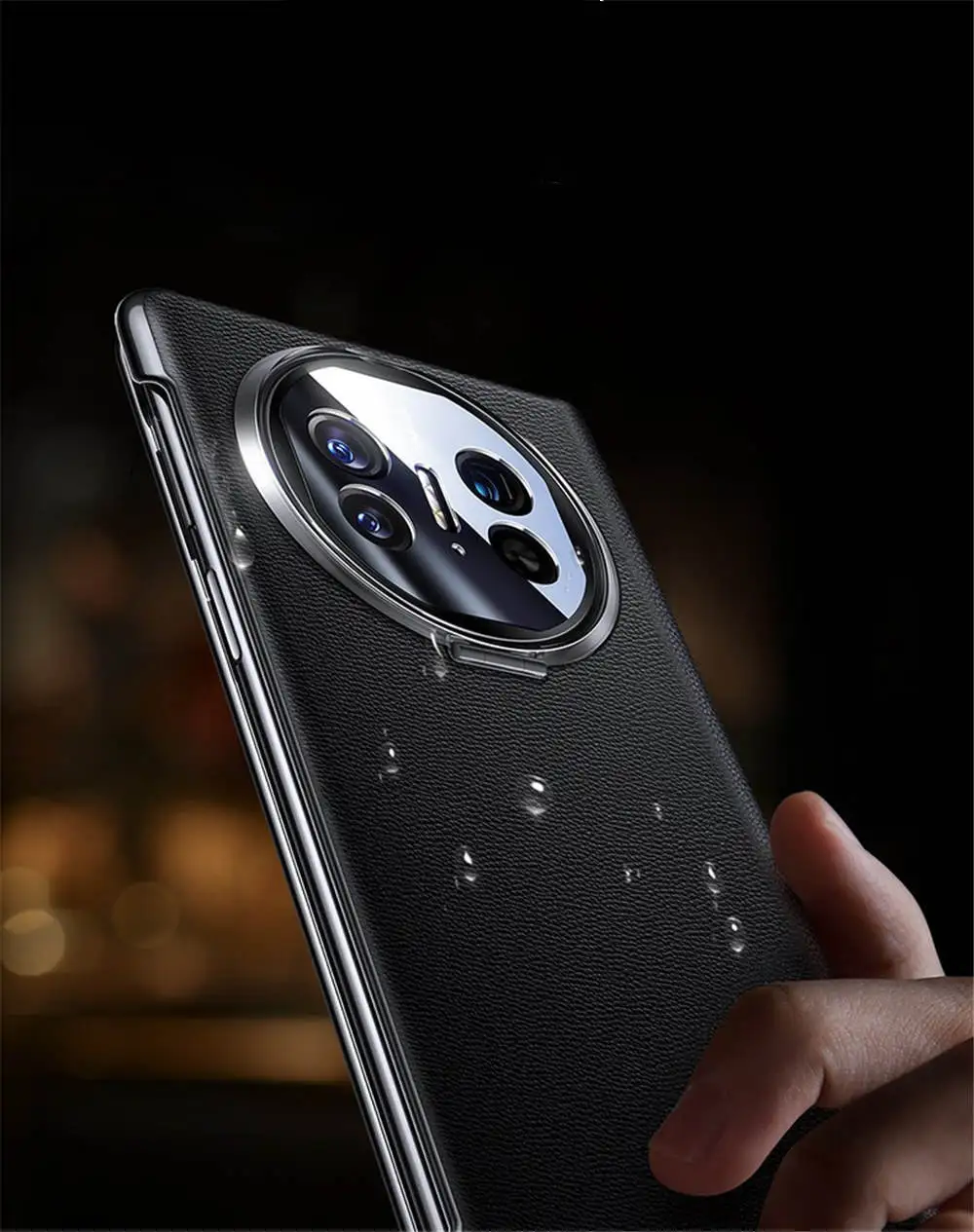 정품 소가죽 마그네틱 플립 케이스, 메탈 링 브래킷, 풀 커버, 화웨이 메이트 X5 X3