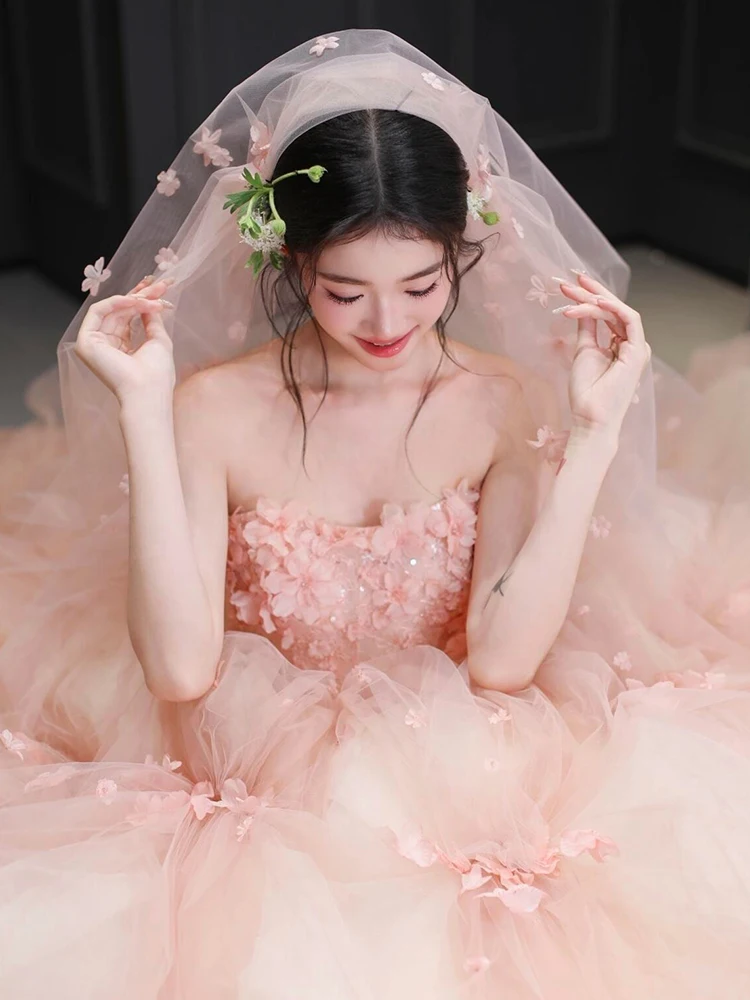 Vestido de baile rosa princ sle noite dr feminino de luxo leve poliéster fibra elástica saia longa