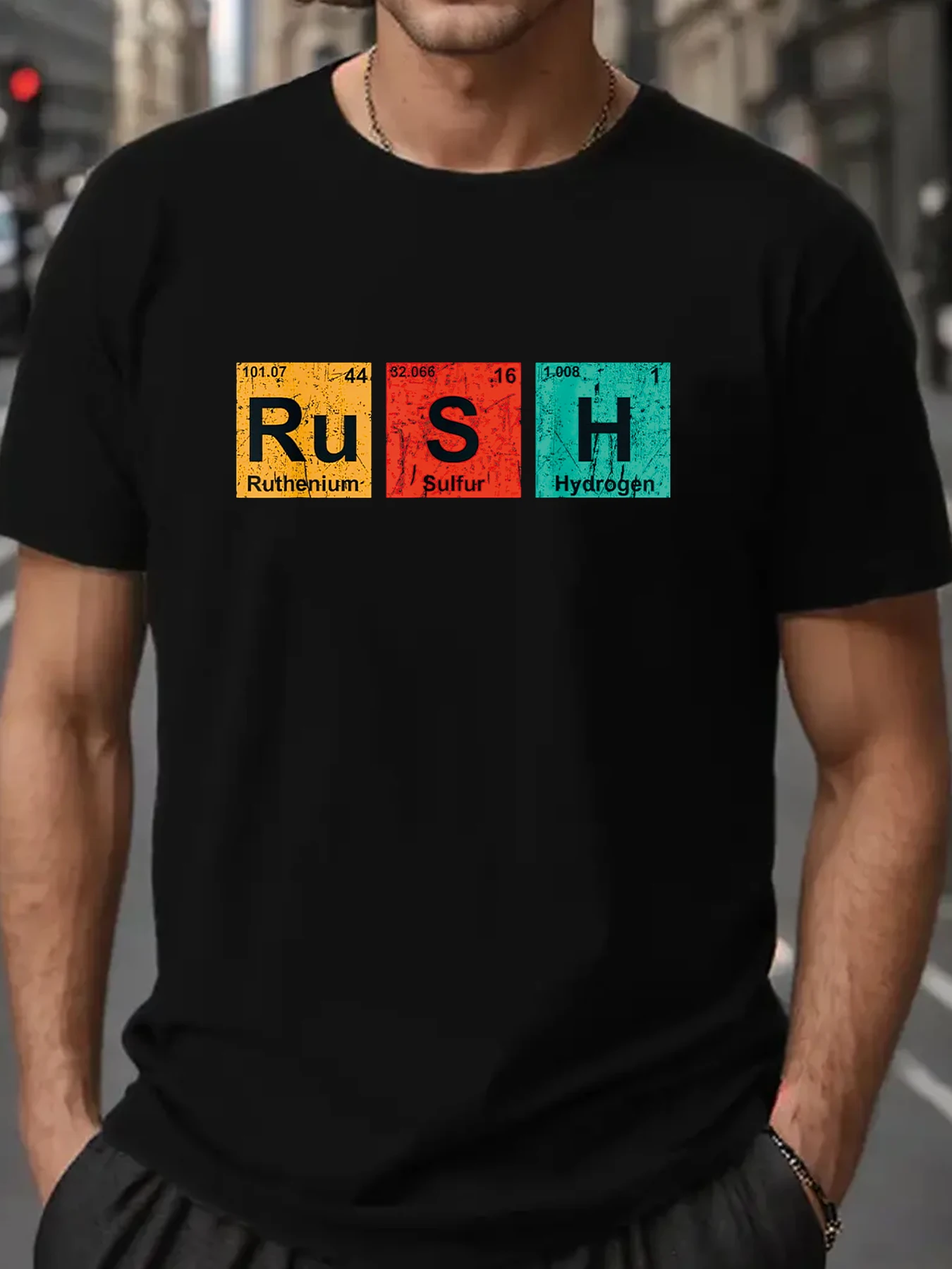 Rush (Ru-S-H) Periodic Table Elements Shirt Sweatshirt Men\'s T-shirt Short Sleeve Tees Loose T-shirt Man Tops New Men T shirt