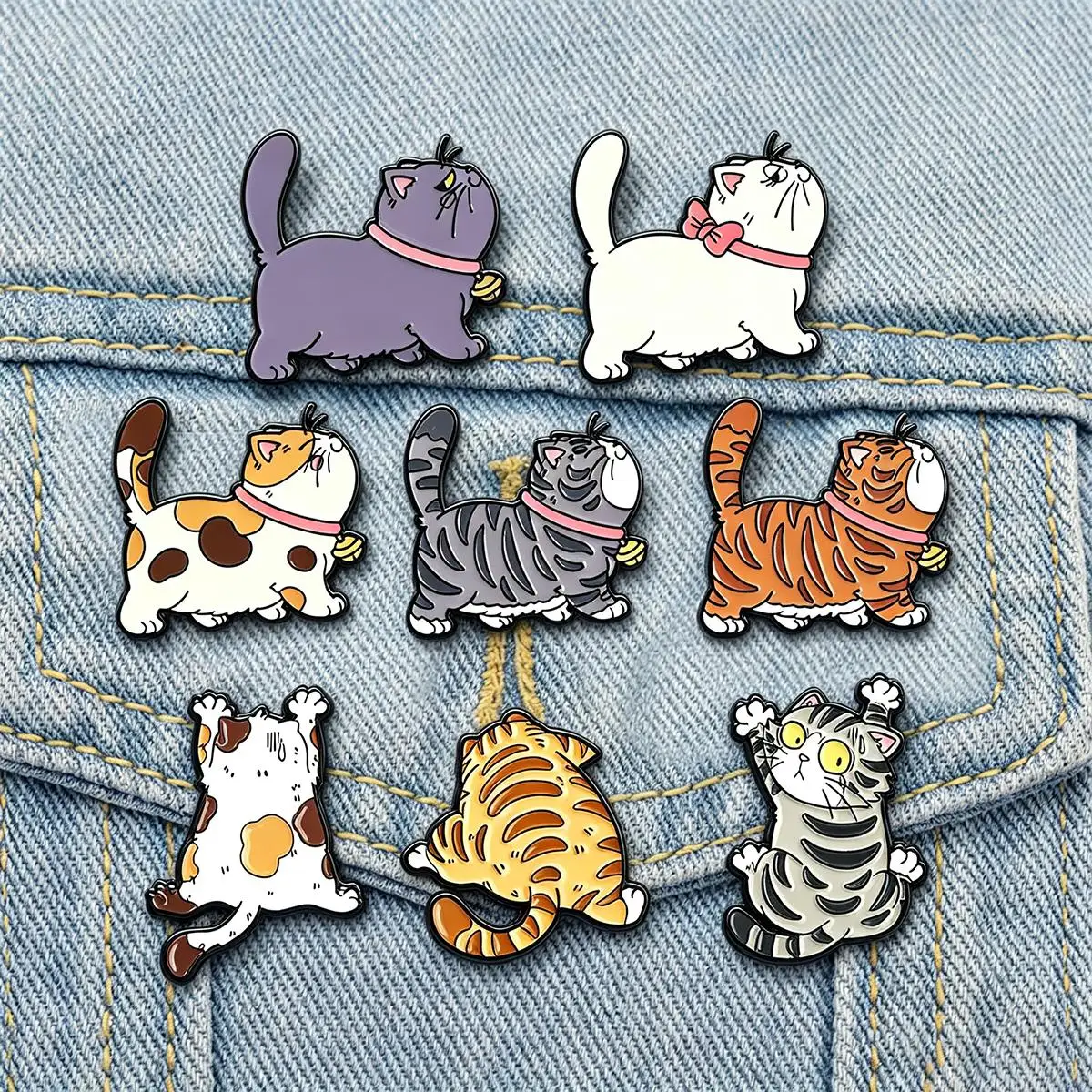 Cute Cartoon Cat Enamel Brooch Funny Animal Backpack Lapel Metal Badge Cosplay Clothing Jewelry Accessories Gift For Friends