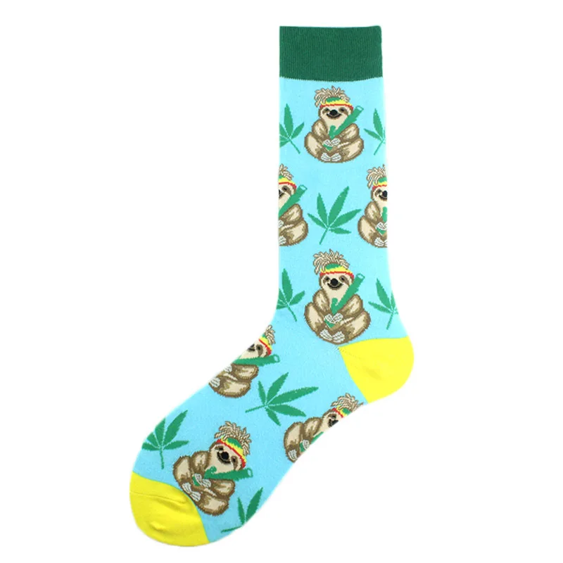 Cotton Happy Funny Socks Men Alien Planet Shark Crazy Design Sokken Unisex Novelty Dinosaur Crew Skateboard Calculations Hombre