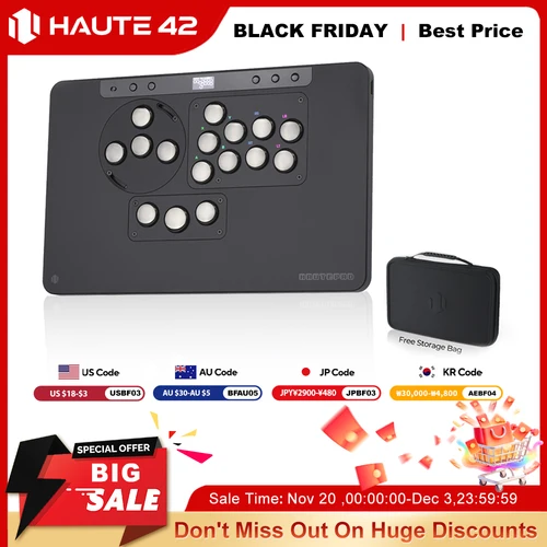 Controlador sin palanca Arcade Haute42 AltaPad X Stickless Fightstick para PC/PS4/PS5, controlador Hitbox, módulo ambiental RGB PL/MX