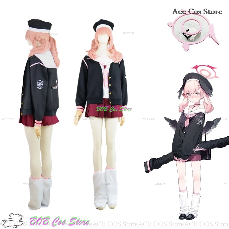 Game Shimoe Koharu Blue Archive Project MX Cosplay Costume Wig Anime Trinity General School Loli Sailor Uniform Halloween Halo