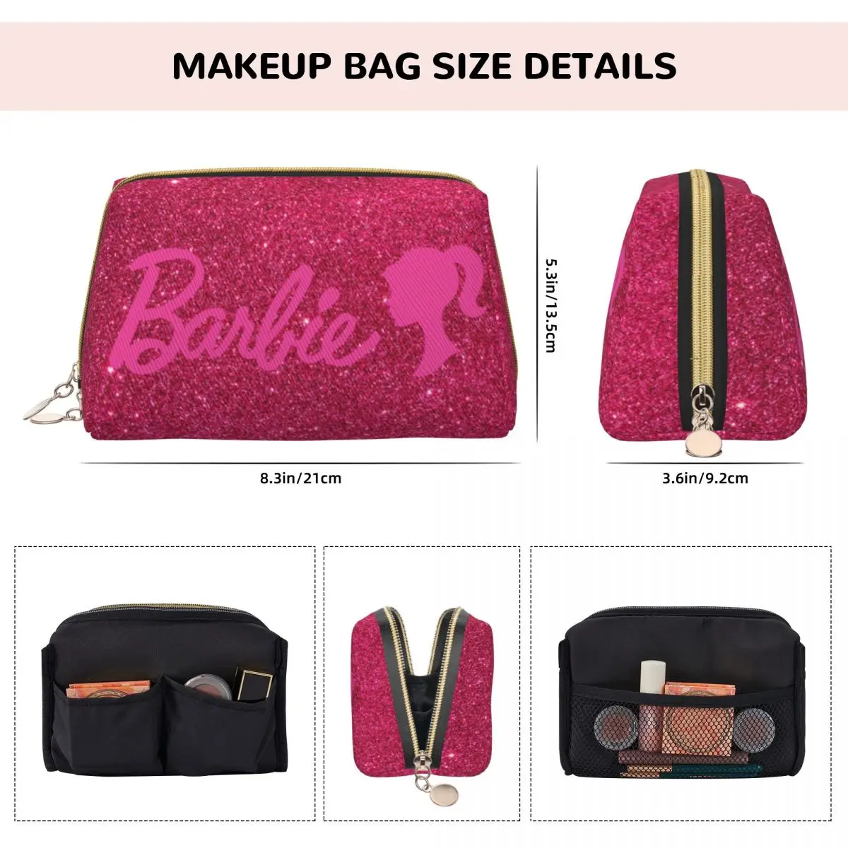 Large Capacity Barbie Cosmetic Bags Waterproof Makeup Pouch Women Washbag Blink Print Toiletry Kit