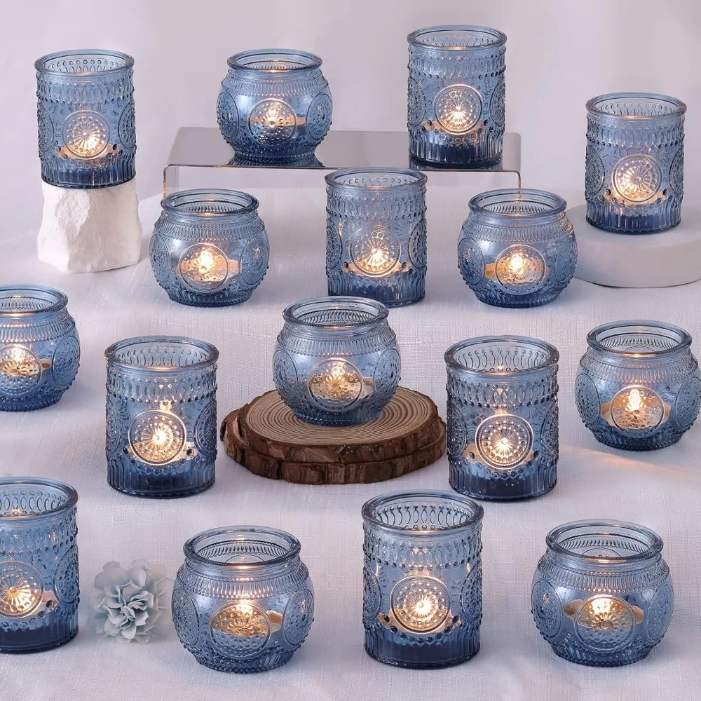 6/12 Stück Votivglas-Kerzenhalter, Hochzeit, Mittelstücke, Tischdekoration, LED-Kerze, Teelicht, Kerzenhalter für Party-Dekorationen