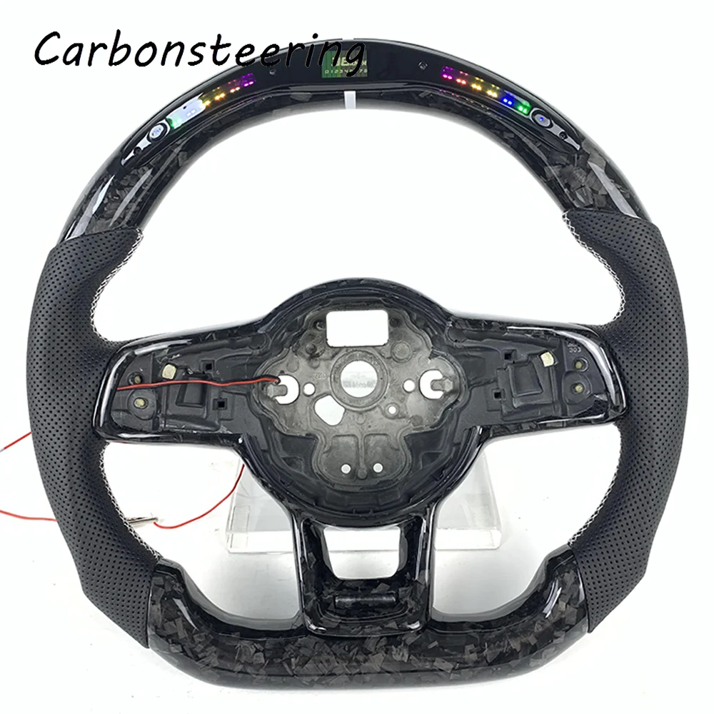 Cars accessories Customized LED Forged Carbon Fiber Steering Wheel For VW Volkswagen Golf Mk4 MK5 MK7 5 6 7 7.5 6R 7R 8R Gti