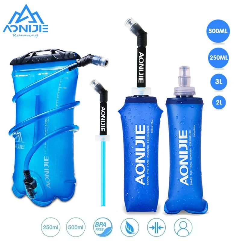 AONIJIE Soft Flask Water Bottle Folding Collapsible Water Bags TPU Free For Running Hydration Pack Waist Bags SD09/10 250/500ml