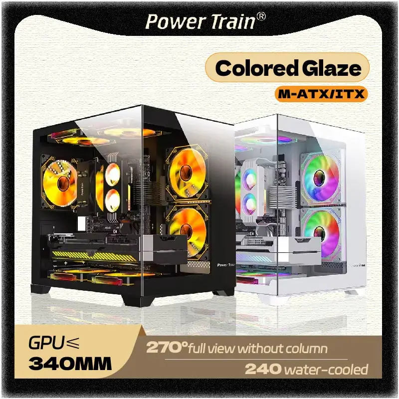 

Чехол для ПК Power Train с цветной глазурью для настольного компьютера 270. ° Чехол для компьютера Sea View Room без столбов 240 с водяным охлаждением