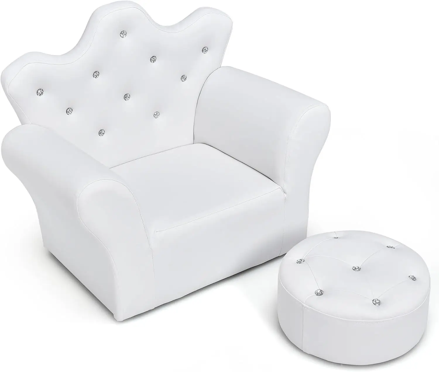 

Comfy Toddler Chair with Ottoman, Kids Sofa for Girls and Boys, Wooden Frame PVC Leather, Ideal for Bedroom Living Room