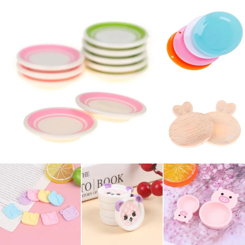 1/12 Dollhouse Miniature Cute Rabbit Pig Little Bear Animal-shaped Dinner Plates Dish Plate Kitchen Cooking Toy Doll Home Decor