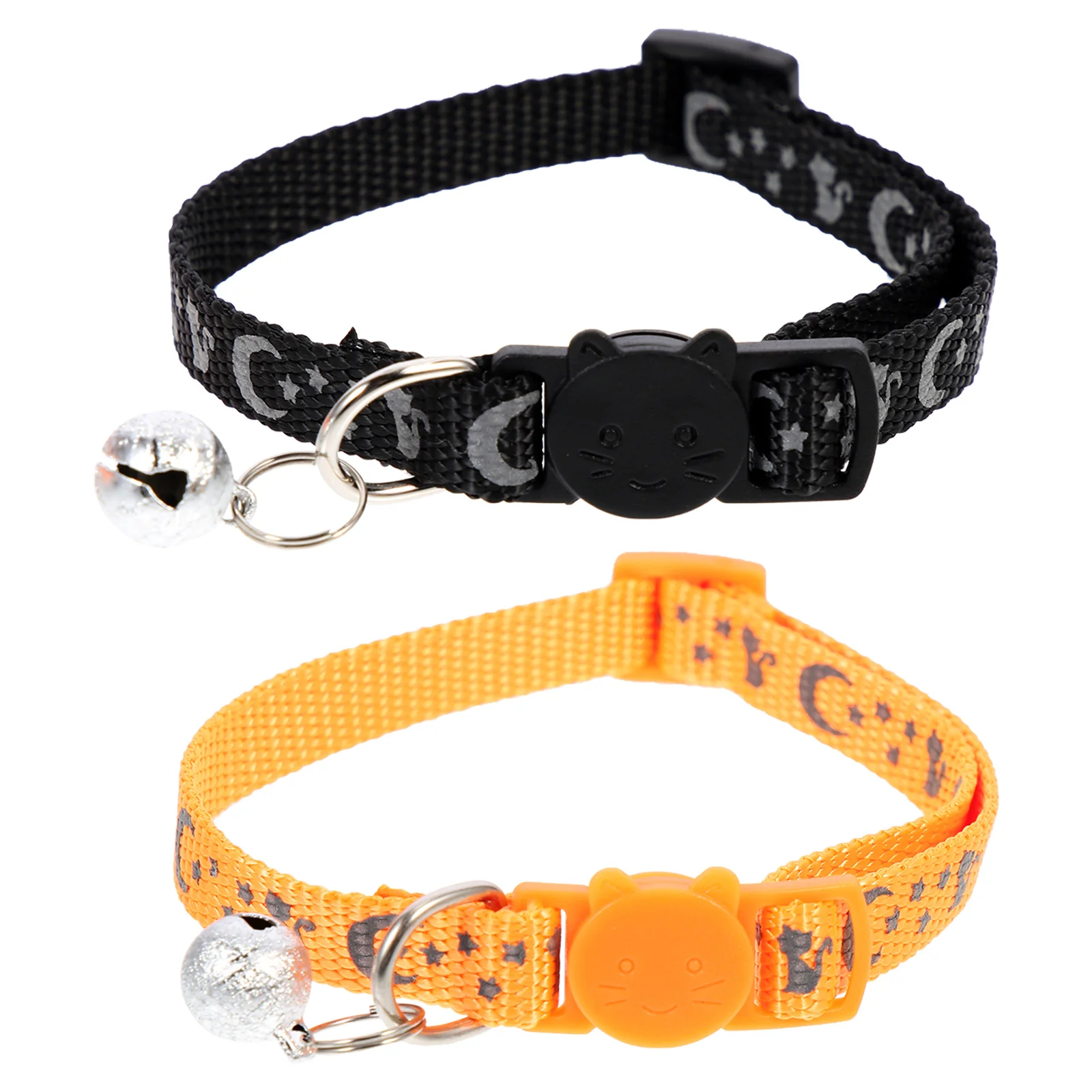 

2pcs Reflective Stars Moon Necklace Adjustable Pet Collar Comfortable Breakaway Cat Dog Nylon Lightweight AntiLost