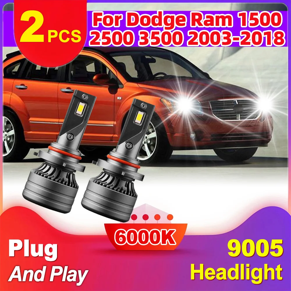 

2PCS 9005 Headlight High Power Brightest Upgraded 120W Plug And Play Turbo lights 6000K For Dodge Ram 1500 2500 3500 2003-2018