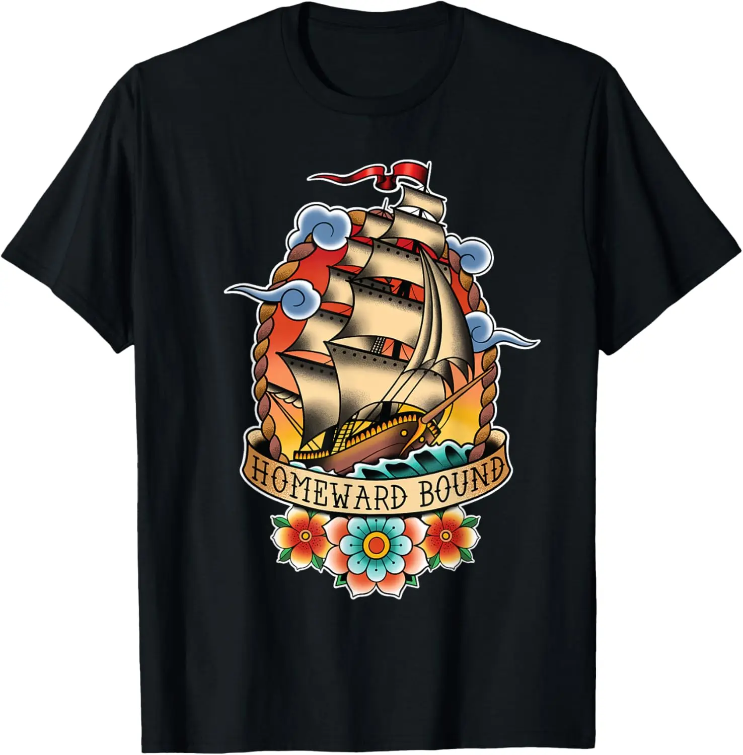 

Homeward Bound, Old School Traditional Tattoo Sailboat, Ship T-Shirt