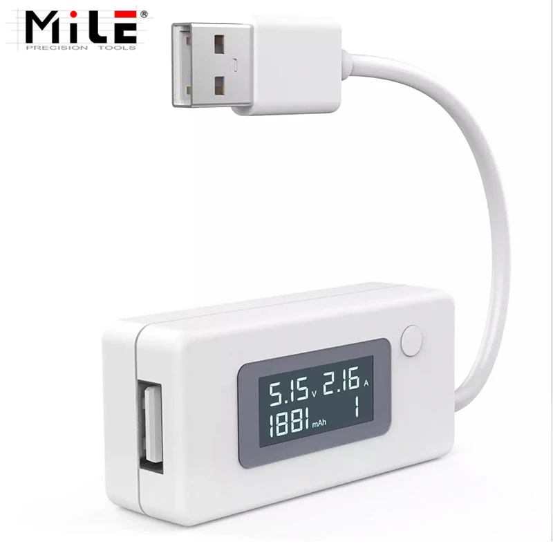 Mini LCD portátil USB medidor de tensão atual, carregador de energia móvel, detector de capacidade, monitor, voltímetro, amperímetro, medidor