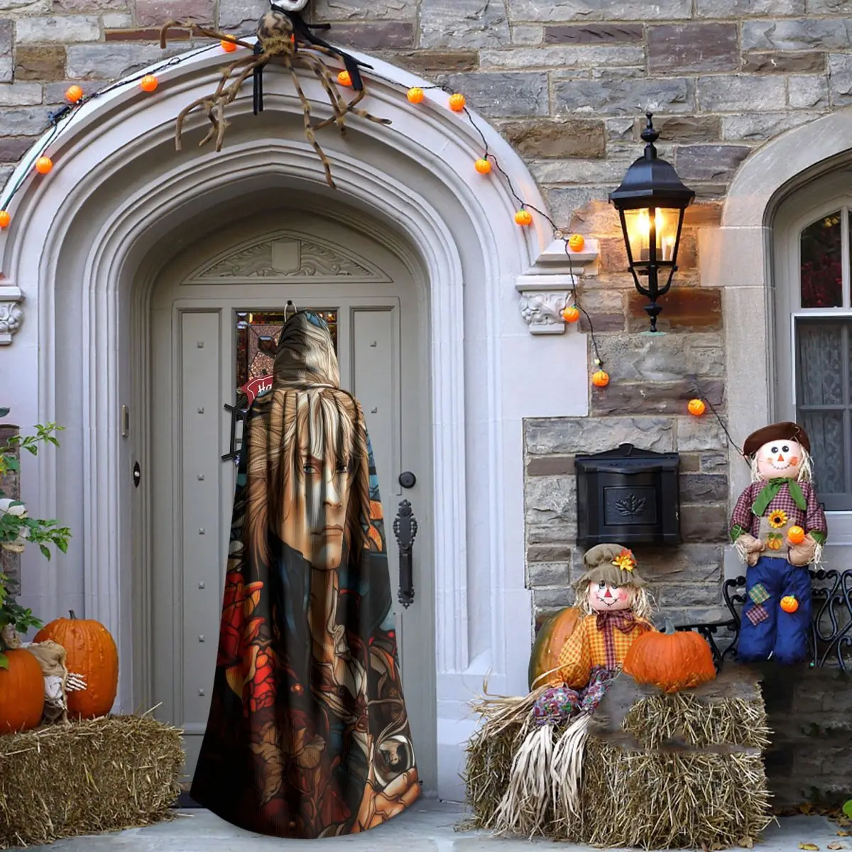 Jareth ملك العفاريت الوقاية في متاهة طويلة مقنعين عباءة الساحرة القرون الوسطى زي تأثيري كيب هالوين مصاص دماء الكبار