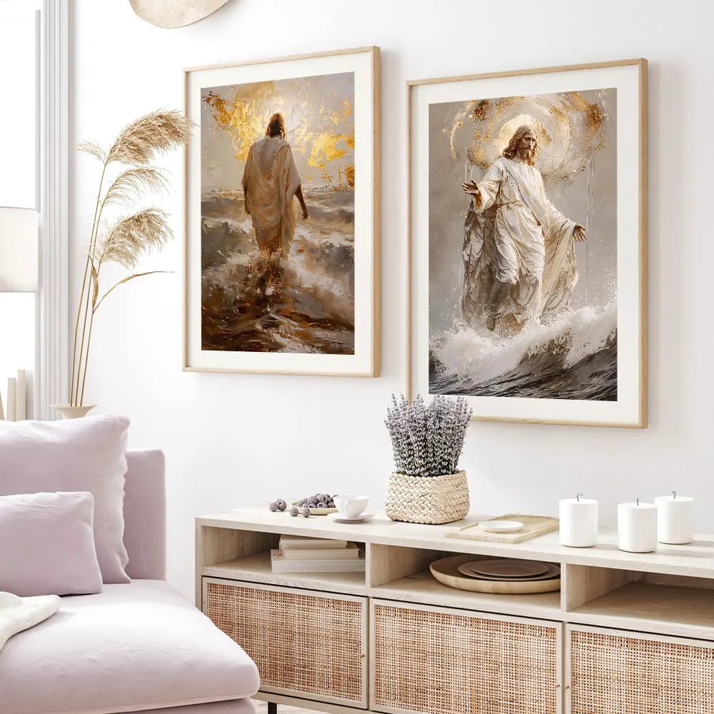 Modern Christian Jesus Poster Religious Prints Canvas Painting Divine Light Christian Gift Home Living Room Christian Decor